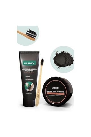 Luis Bien Aktif Karbon Diş Temizleme Tozu 50 G + Diş Macunu 75 ML + Bambu Diş Fırçası
