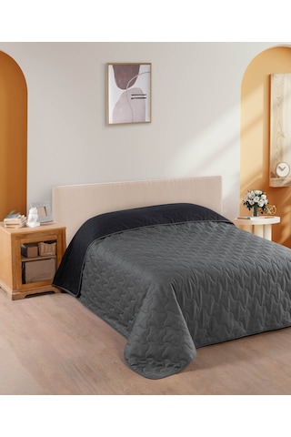 Menderes Home Cotton Collection Mı Çift Kişilik Yatak Örtüsü Gri - Siyah