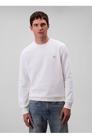 Calvin Klein Jeans Beyaz Erkek Regular Fit Sweatshirt Beyaz
