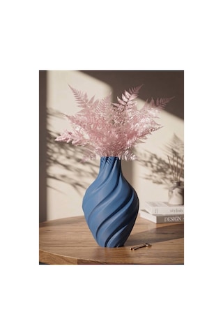 Aura Vazo 20cm - Modern Estetik Tasarım Dekoratif Ev Ofis Salon Dekorasyonu İçin Şık Obje - Minimalist Tasarım Çiçeklik Masa Üstü Süs Eşyası Lacivert