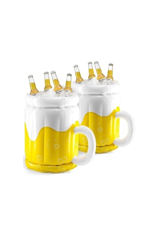 Jialan Şişme Buz Kovası Pvc Bira İçecek Soğuk Kupalar Beyaz - Sarı