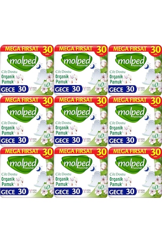 Molped Pure & Soft Hijyenik Ped Gece 9 x 30'lu