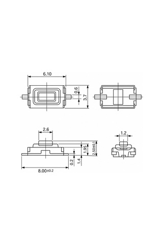 20 Adet 3x6x2.5 Mm Smd Tact Switch 2 Pin Anlık Basmalı Mikro Buton - Beyaz