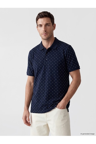 Lcwaıkıkı Classic Lacivert Polo Yaka Desenli Erkek Tişört