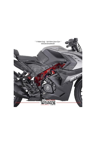 Bajaj Pulsar Rs200 Orta Şase Kaplama Two Face Venom Kaplama Desen Sticker Kırmızı