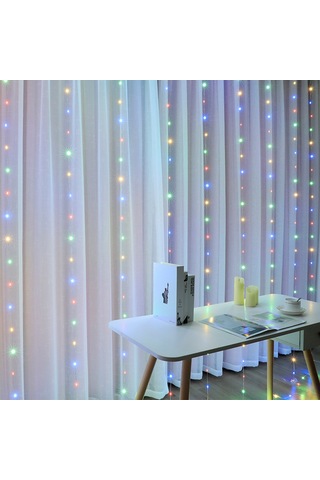 Suofeng 3x3m Usb Kumandalı 8 Fonksiyonlu Led Perde Işığı - 200 Led Islak Beyaz Noel Dekorasyon Işık Zinciri 3x2, Uzaktan Kumanda, Dayanıklı Malzeme