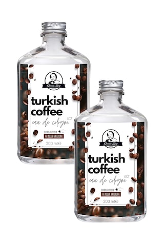 Deluxe Seri Turkish Coffee Kolonyası Parfümlü Türk Kahvesi Kokulu Kolonya 200 Ml X 2 Cam Şişe