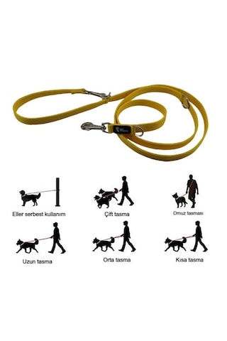 Çok Amaçlı Ayarlanabilir Köpek Gezdirme İpi Tasması Sarı Turuncu