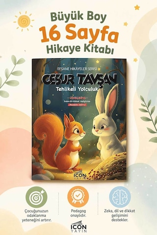 Cesur Tavşan - 16 Sayfa Eğitici Çocuk Hikaye Kitabı - Hediyeli Cesur Tavşan - 16 Sayfa Eğitici Çocuk Hikaye Kitabı - Hediyeli