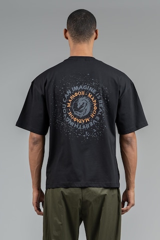 Maraton Sportswear Oversize Erkek Bisiklet Yaka Kısa Kol Basic Siyah T-shirt 23242-siyah