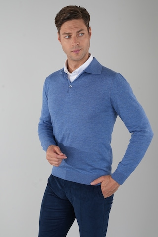 Bisse Indigo Düğmeli Polo Yaka Erkek Yün Triko Tr24k24201 D66 Indigo