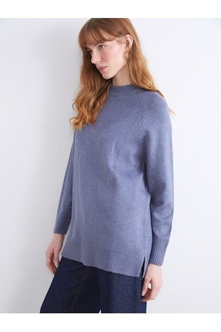 Lcw Modest Mavi Dik Yaka Oversize Kadın Triko Tunik Xl-2xl