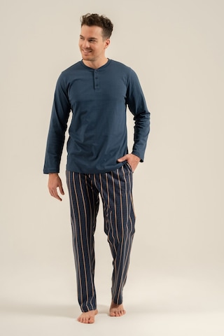 Arnetta Erkek Mavi Düğmeli Yaka Uzun Kol Pijama Takım Ar3851-s-v1 Ar3851-s-v1