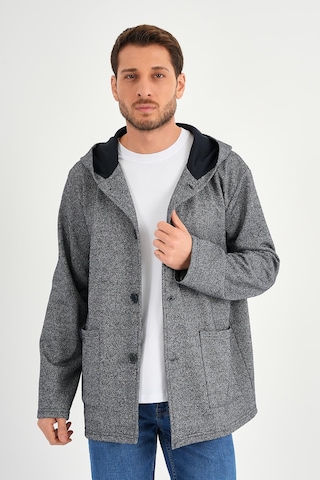 Alexandergardı Kapüşonlu İçi Şardonlu Oversize Hırka E23-607 03 Lacivert Melanj