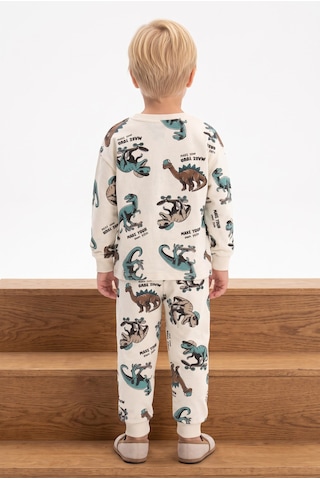Minipomes Skate Dino Erkek Çocuk Pamuklu Pijama Takım Bej