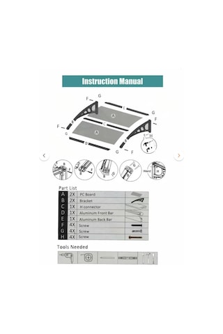 Kapı Üstü Pratik Sundurma 200 X 80 Cm Siyah Siyah