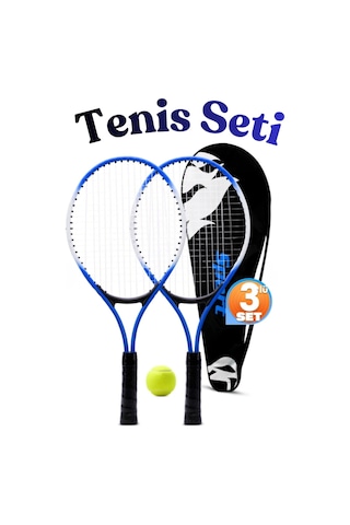 3lü Deluxe Çocuk Tenis Raketi Seti Çantalı 21 İnç Genç Tenis Raketi L2 53 Cm Mavi 671 Başlangıç Ve İleri Seviye Çocuk Tenis Seti Junior Raket Mavi