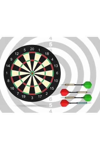 Çift Taraflı Dart Pano Ve 4 Adet Dart Oku Oyun Seti 28.5 Cm