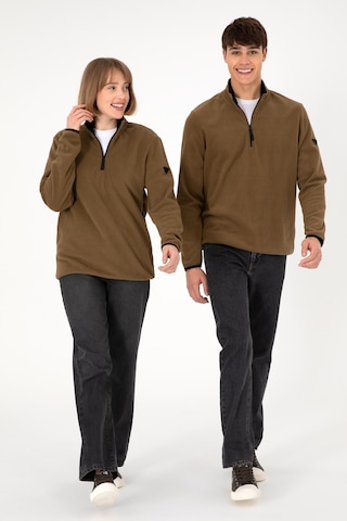 U.S. Polo Assn. Erkek Yarım Fermuarlı Haki Basic Polar Sweatshirt 50298085-VR027