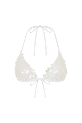 Oceanus Işıltılı Bikini Üstü Beyaz