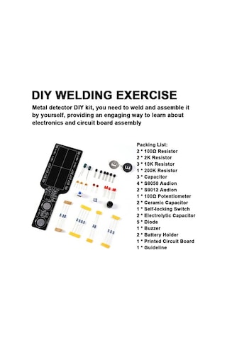 Pazly Basit Metal Dedektörü Yapım Kiti - Lehim Alıştırma & Devre Kartı Montajı Dıy Eğitim Seti