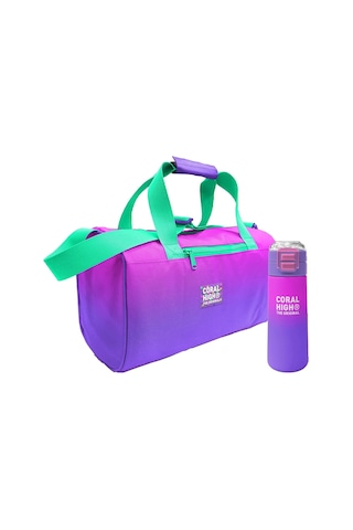Coral High Mor Renk Geçişli Desenli Kız Çocuk Spor Çantası Ve 500 Ml Çelik Matara Seti 27518