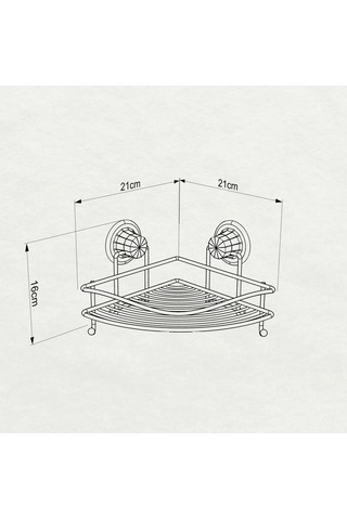 Vakumlu Banyo Duvar Rafı Şampuanlık Kancalı Köşe Rafı Siyah Siyah