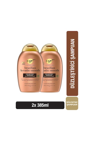 OGX Brazilian Keratin Smooth Düzleştirici Sülfatsız Şampuan 385 ml x2