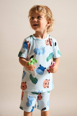 Defacto Hayvan Baskılı 2li Pijama Açık Mavi Takımı Erkek Bebek H7902a526hsbe440 Mavi-be440