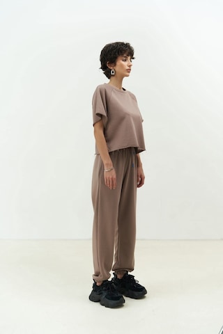 Mai Collection Mai Studios Co. Vero Boz Gri Crop Eşofman Takım Vizon