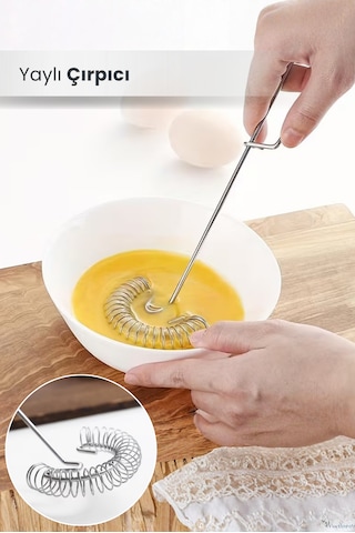 Yaylı Spiral Yumurta Çırpıcı Mikser Ve Krem Karıştırıcı Metal