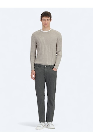 Kip Haki Dokuma Regular Fit Casual Pamuk Karışımlı Pantolon Haki