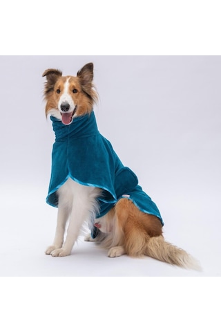 Mavi Bogota Köpek Bornozu-köpek Kurulama Havlusu- Kedi Köpek Kıyafeti