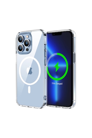 Apple Uyumlu iPhone 13 Pro Max Kılıf Magsafe Kablosuz Şarj Destekli Şeffaf Silikon Kılıf