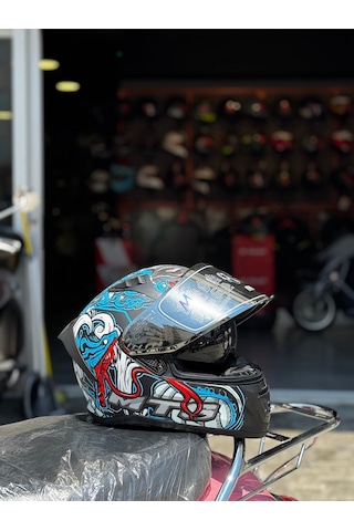Mts Fullface Kask Ece2206 Sertifikalı Güneş Vizörlü Mavi