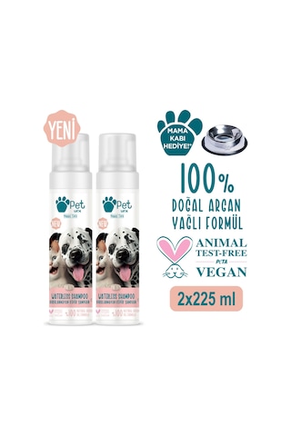 Pet Love Durulanmayan Köpük Şampuan Çilek Doğal Argan Yağlı 2 x 225 ML