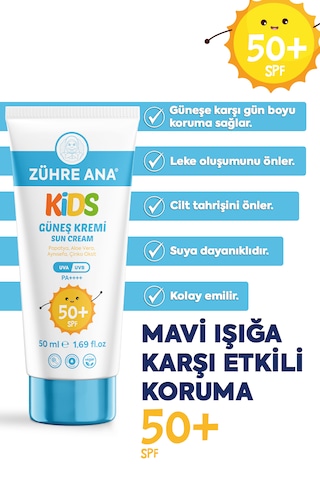 Kids Çocuk Güneş Kremi Spf 50+ Uva Uvb Leke Karşıtı Yüksek Koruma + E Vitamini 50 Ml