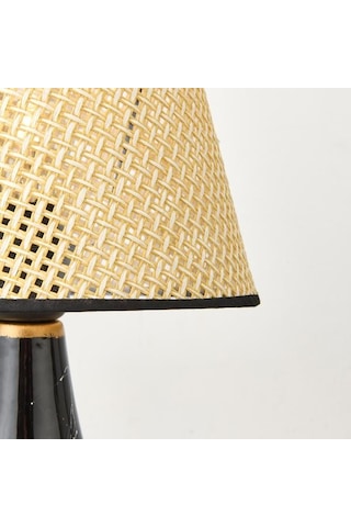 Nisa Luce Konik Seramik Abajur - Siyah / Krem - 37x20x20 Cm Siyah / Krem Krem - Siyah