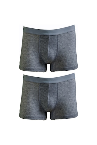Bsm Erkek 2'li Koyu Gri Pamuklu Lastik Bel Strech Boxer Koyu Gri