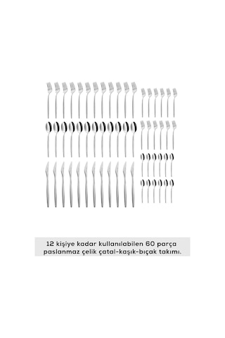 Karaca  Lizbon Platin 12 Kişilik 60 Parça Çatal Kaşık Bıçak Takımı