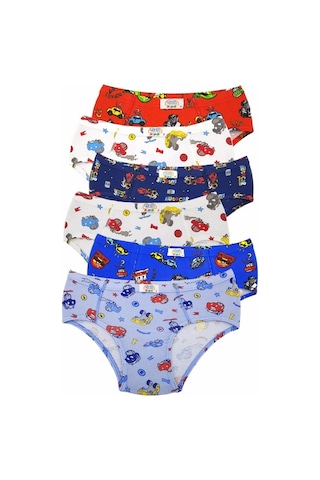 Gümüş Erkek Çocuk Likralı Emprime Desenli Slip Külot 3090- 6 Adet