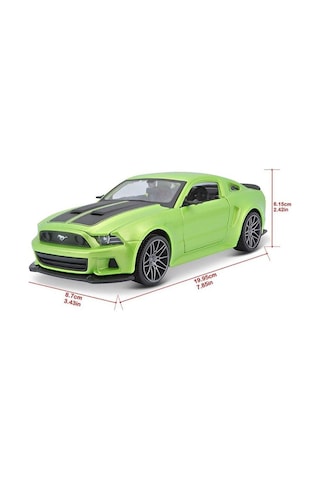 Maisto Lisanslı Metal Ford Mustang Street Racer 2014 1:24 Kapıları Açılabilir Oyuncak Model Araba Yeşil