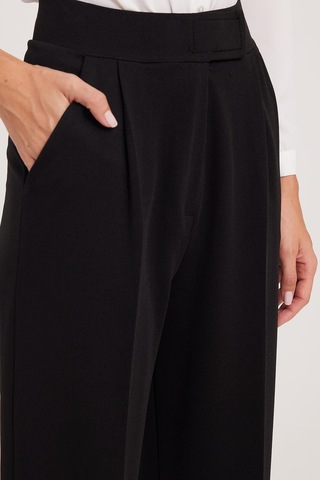 Tudors Kadın Regular Fit Klasik Kesim Cırt Kapamalı Geniş Paça Siyah Pantolon-39574 siyah