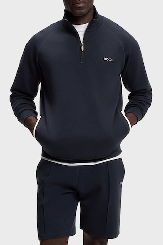 Boss Boss Pamuklu Yarım Fermuarlı Dik Yaka Sweat Erkek Sweat 50566915 403 Lacivert