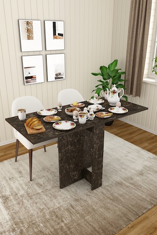 Asra Trend Katlanır Mutfak Yemek Masası KM-32 %100 MDF Akıllı Çalışma Masası Siyah