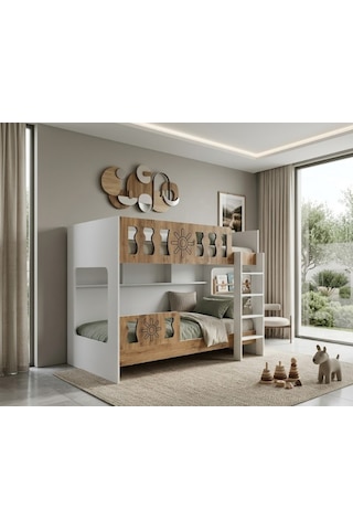 Okyanus Mdf Üstten Merdivenli İkili Ranza Çb 2 90 x 190 CM