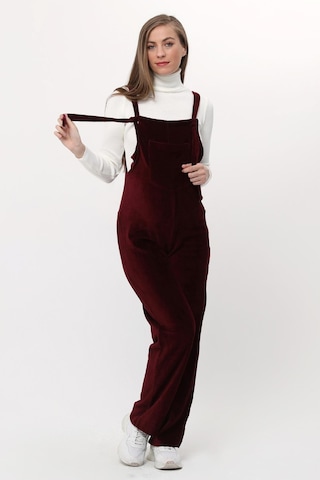 Luvmabelly Myra6113 - Bordo Kadife Hamile Salopet-Bordo