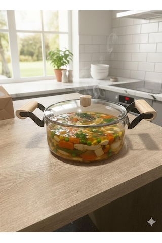 Morponi Chef Prime Borosilikat Cam Tencere 2500 Ml Şeffaf