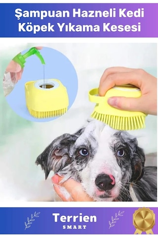Seri Şampuan Hazneli Çok Kullanışlı Yumuşak Silikon Malzemeli Esnek Kedi Köpek Yıkama Kesesi