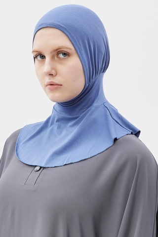 Altobeh Kadın Tesettür Pratik Boyunluklu Hijab - Sporcu Bone Açık Kot Açık Mavi
